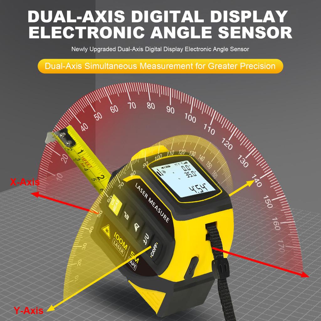 4 In 1 Tape Measure Ruler with Crosshairs Backlight Distance Meter LCD Screen Digital Display Measurement Device for Home Garage