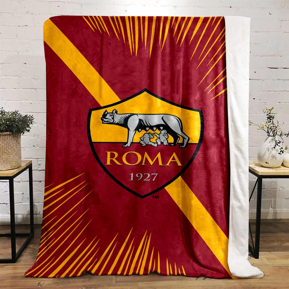 AS Roma Logo Design Printed Flannel Blanket for Bedroom, Living Room, Sofa, and Nap
