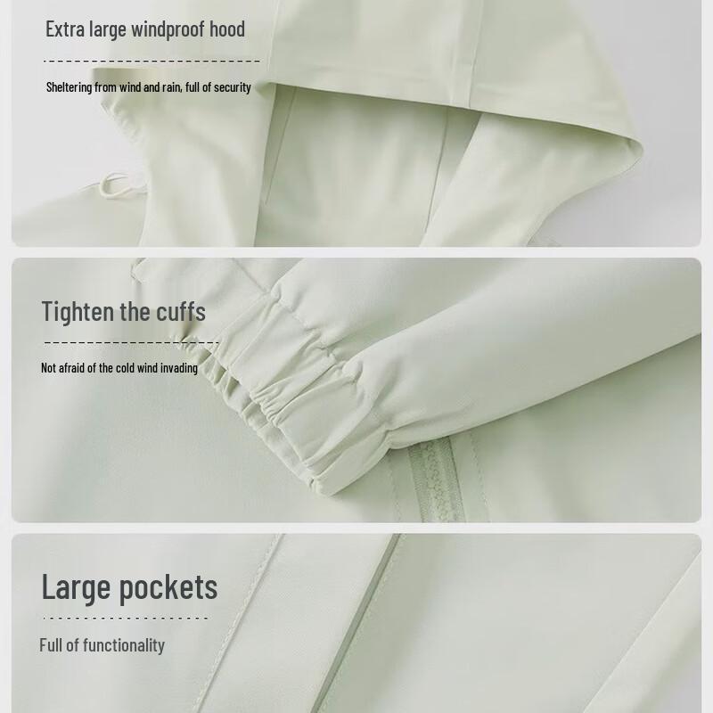 Damen Kapuzen-Winddichte Outdoor-Jacke mit Fleece-Futter