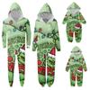 Parent-Christmas Printed Parent-Child Hooded Zip One-piece Homewear