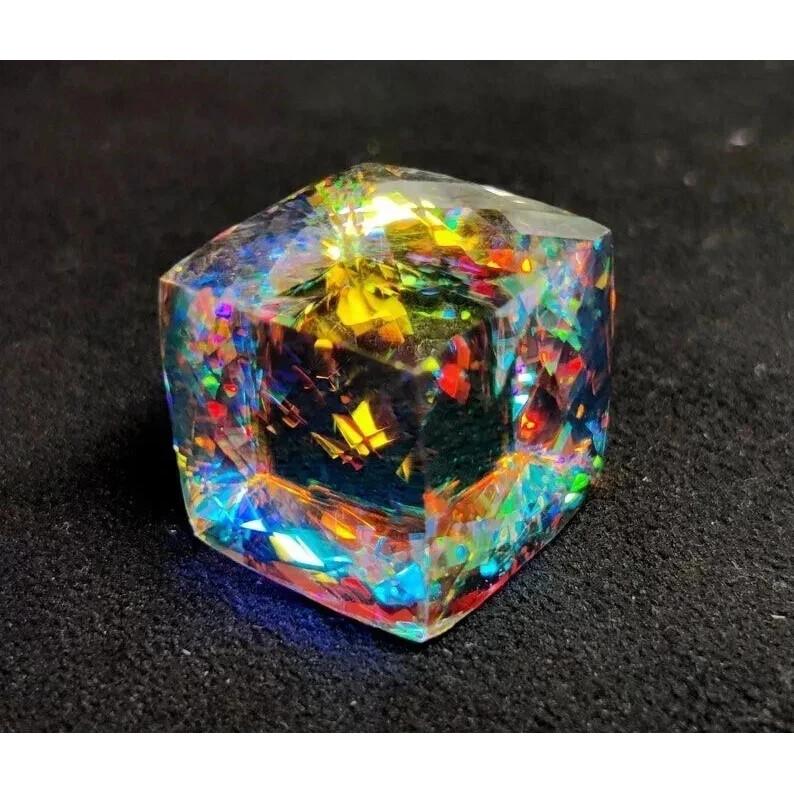 Fabulous Sparking Rainbow Color Mystic Topaz Natural Cube Cut 95-97 Ct Gemstone