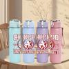 1PC Cupid University Retro Badge Print 750ml Color Plastic Sports Water Bottle Leakproof Flip Straw Lid Suitable for Sports Office Home Use