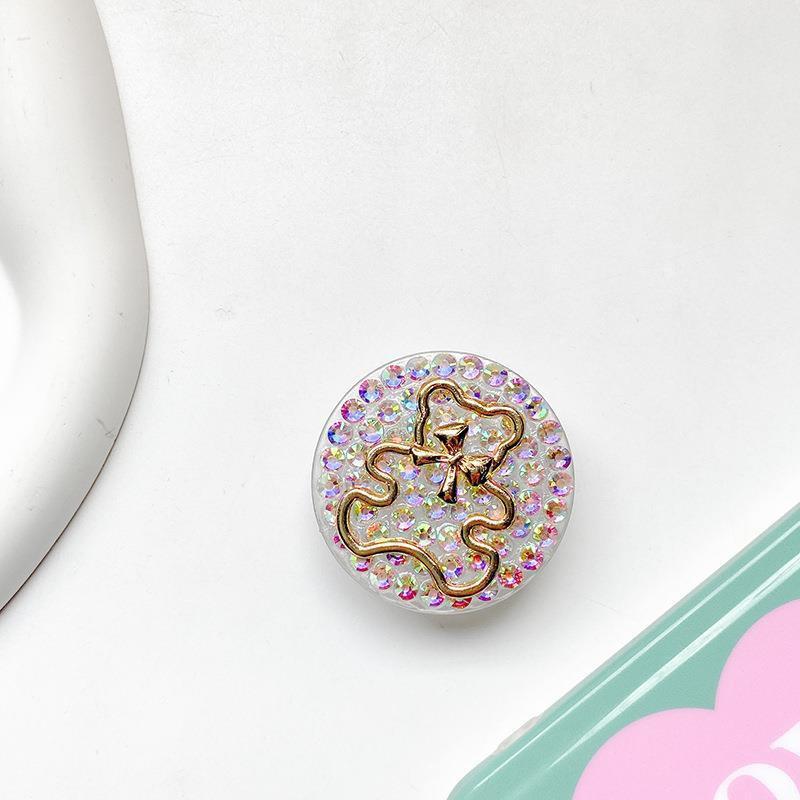 Creative Rhinestone Teddy Bear Phone Airbag Holder Korean Ins Back Sticker Expandable Desktop Stable Watching Support Stand