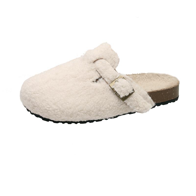 Fashion Soft Footbed Teddy Fur Mule Clogs For Woman Winter Warm Plush Slide Sandals Ladies Brand Design Fluffy Birken Shoes