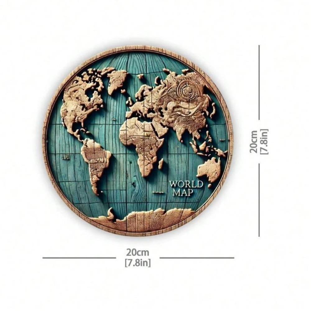 Vintage Rustic World Map Metal Wall Decor for Home Bedroom Farmhouse Living Room