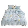 Ins wind bed four-piece spring small fresh quilt cover cartoon washed cotton bed sheet school dormitory bed three-piece set
