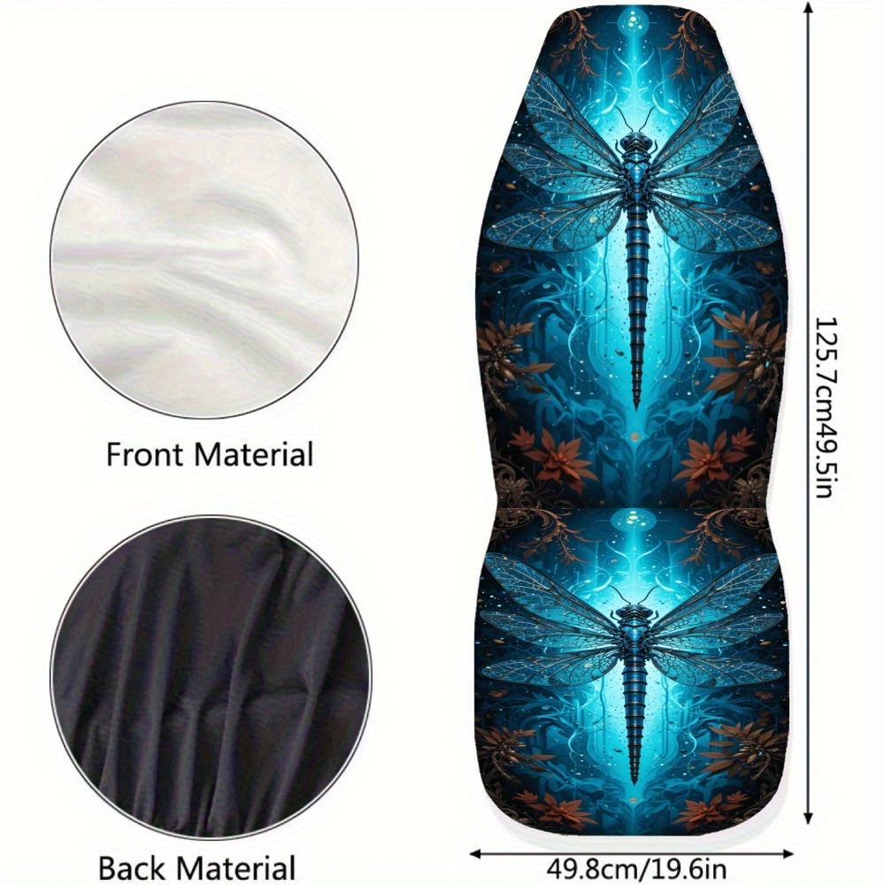 2pz Coprisedili Magici Blu con Libellula - Stampa Vibrante Blu & Arancione con Libellula, Poliestere Resistente, Adatti per Auto, SUV, Berlina