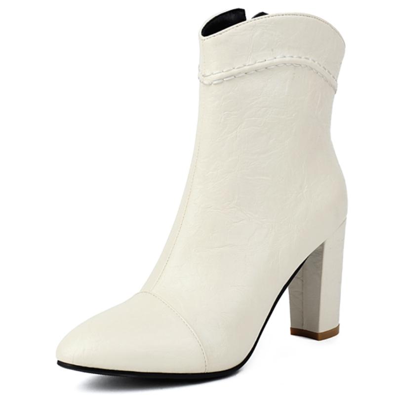 Elegantní kotníkové boty pro ženy 2024 podzim zima klasické černé hnědé krátké boty blokové podpatky party boty dámská značka velká velikost 45