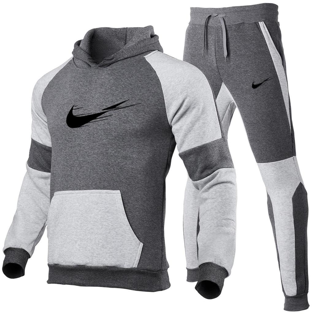 Red 2024 Autumn and Winter New Color Blocking Set Men's and Women's Sportswear Running Outdoor Fashion Set