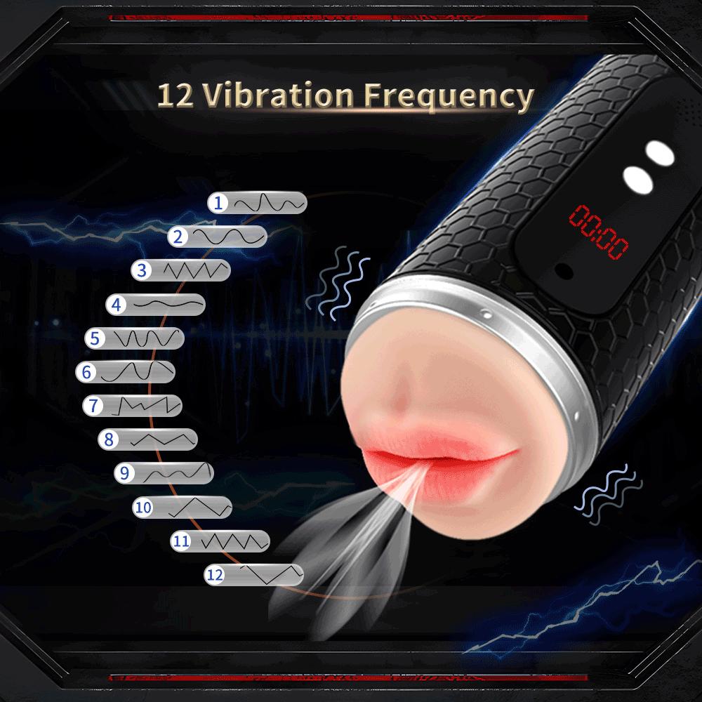 New Automatic Men's Masturbation Cup Timing Vibrator Dual Channel Vaginal Oral Sex Pocket Masturbation Cup Orgasm Men's Adult 18+