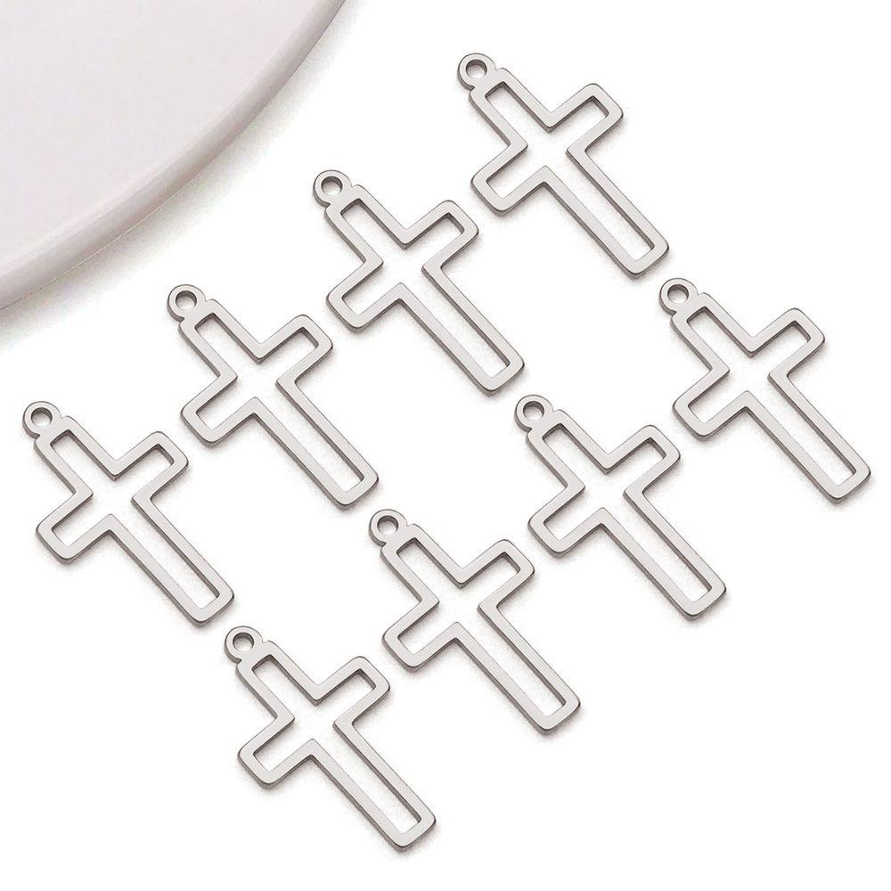 Stainless Steel Gold Silver Hollow Cross Pendant Charm