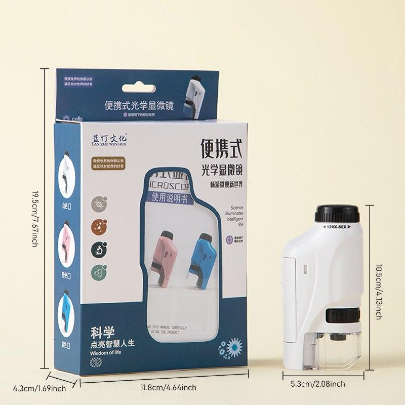 Handheld Microscope Kit Lab LED Light 60X 120X Home School Biological Science Educational  For Children Brinquedo STEM
