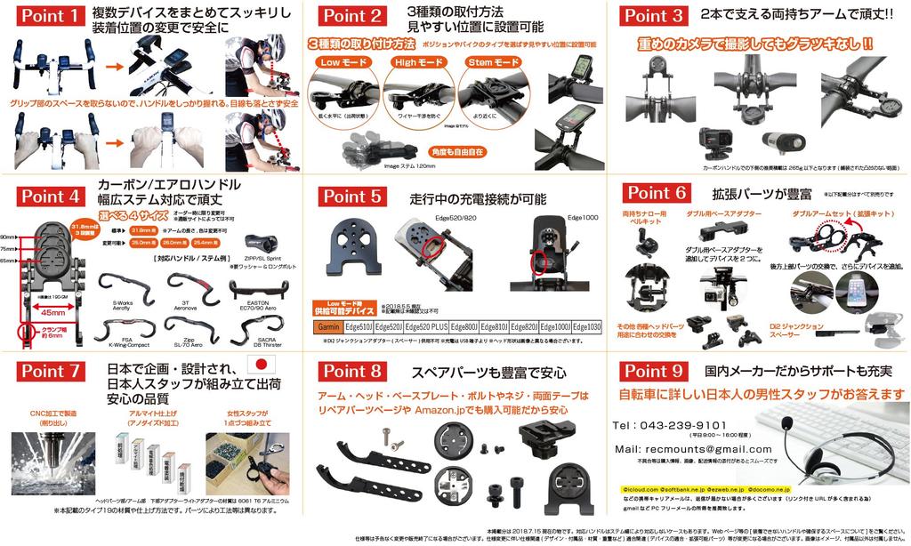 [REC MOUNT][2nd Generation] Type 19 Garmin CatEye Combo Mount (double-sided Narrow Type, with Lower Adapter) + CatEye Light Adapter GP-CATHL2