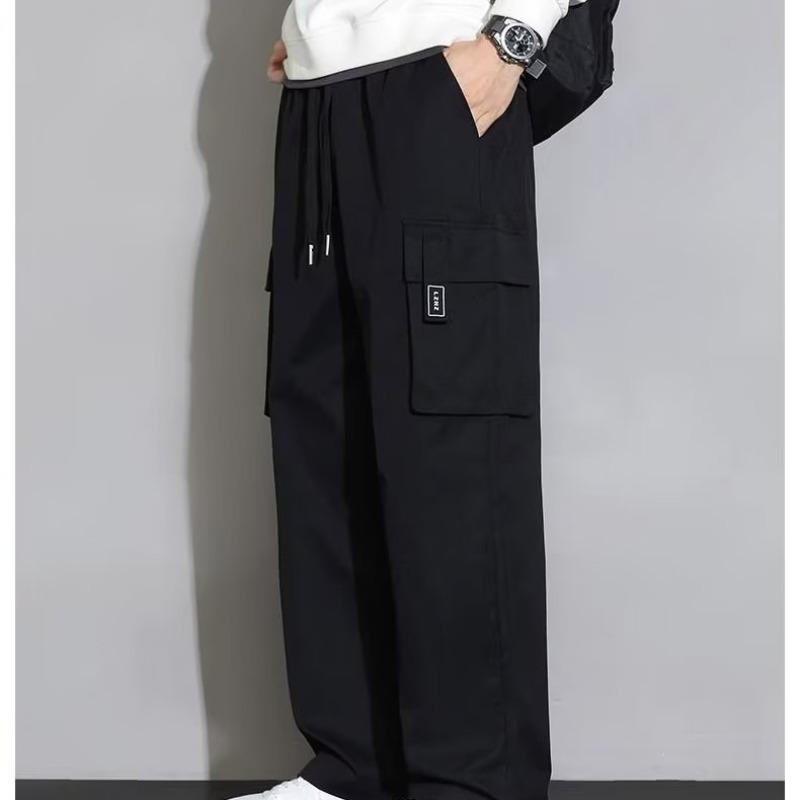 Spodnie cargo w stylu amerykańskim, zielone, luźne, proste, męskie, długie, codzienne, młodzieżowe