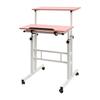 Mobile Stand up Desk, Small Adjustable Standing Desk with Wheels Home Office Workstation, Portable Rolling Desk Laptop Cart Pink