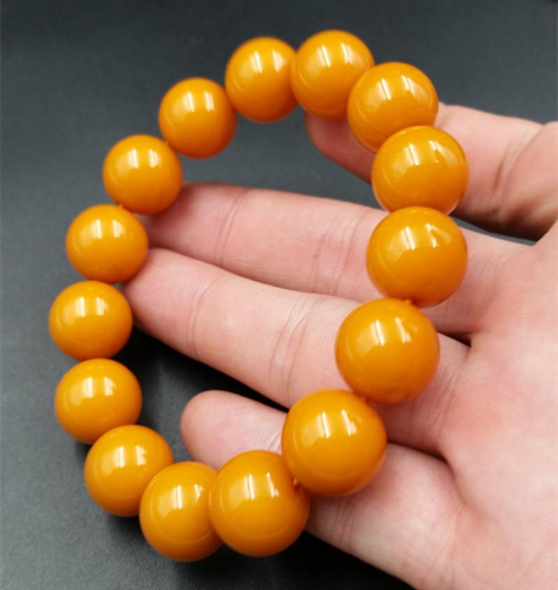 Yellow Artificial Beeswax Round Bead Bracelets 15mm Bracelet