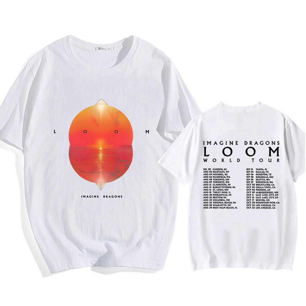 Imagine-Dragons Loom World Tour T-shirt Short Sleeve Round Neck Tee-shirt Hip Hop Graphic Printing Streetwear Tshirts Cotton Tee