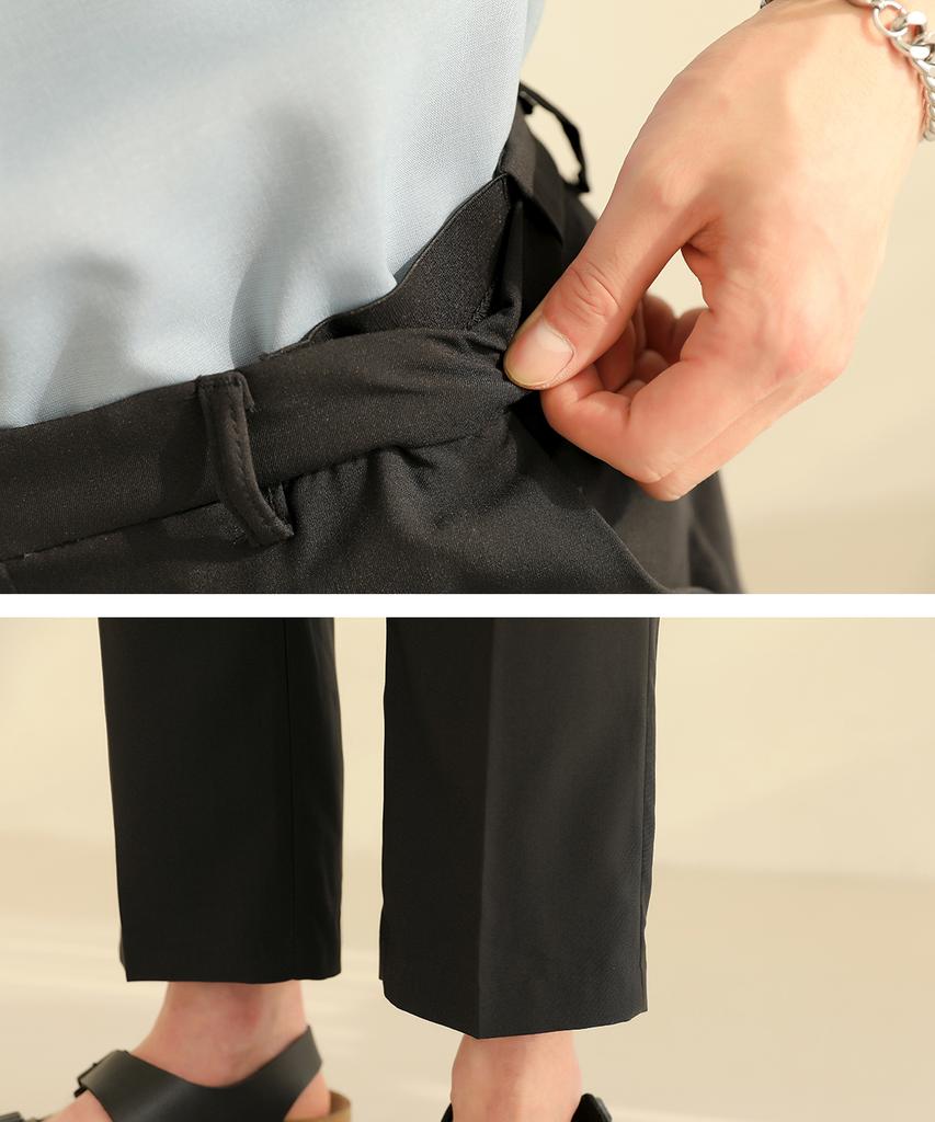 Jikeulib Secret Side Banding Black Cropped Stretch Slacks