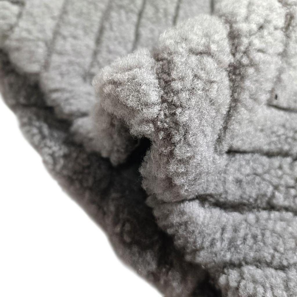 Used White Bear 3D Boa Coat, No Collar, Mid Length, Gray, Elegant