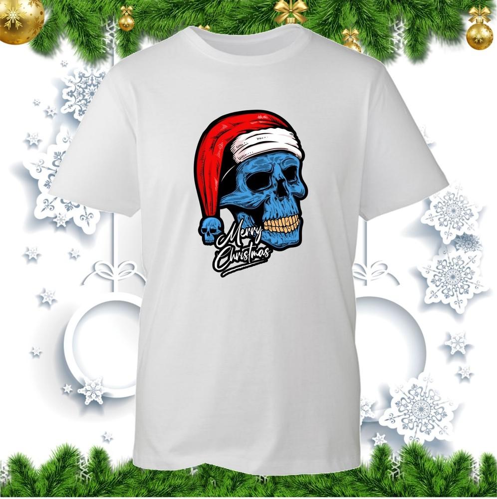 Santa Skull Merry Christmas Tshirt Skeleton Skull Scary Santa Claus Xmas Top