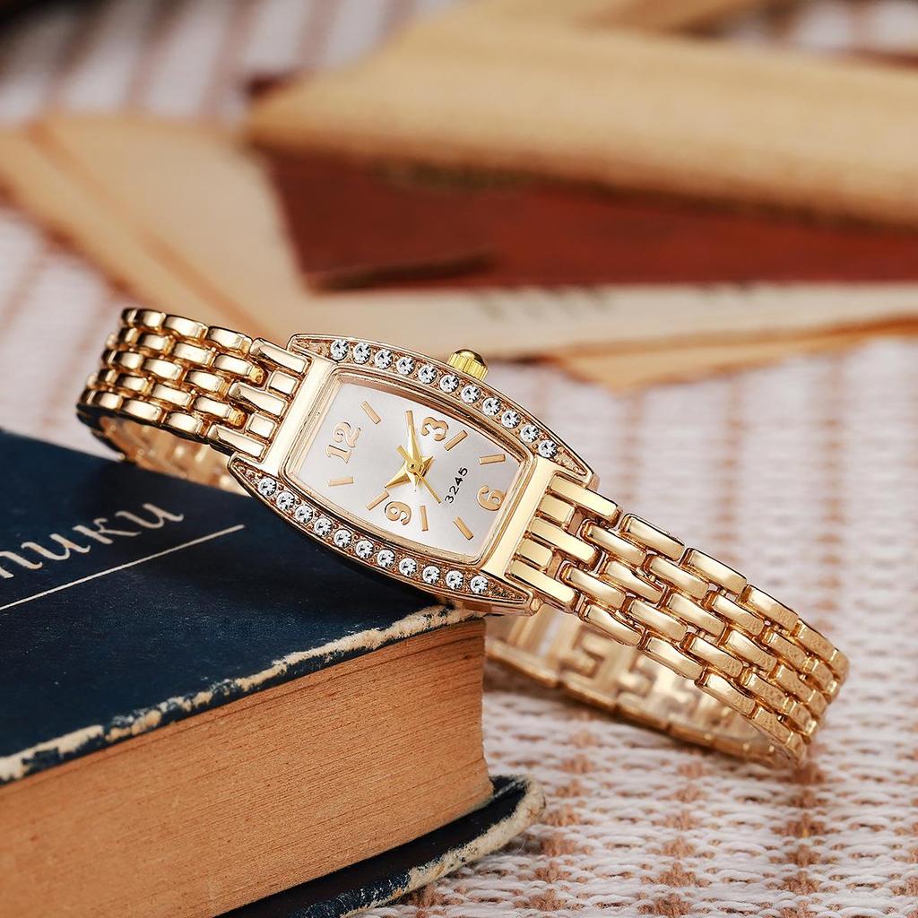 Women's Stylish Barrel Rhinestone Strap Quartz Watch