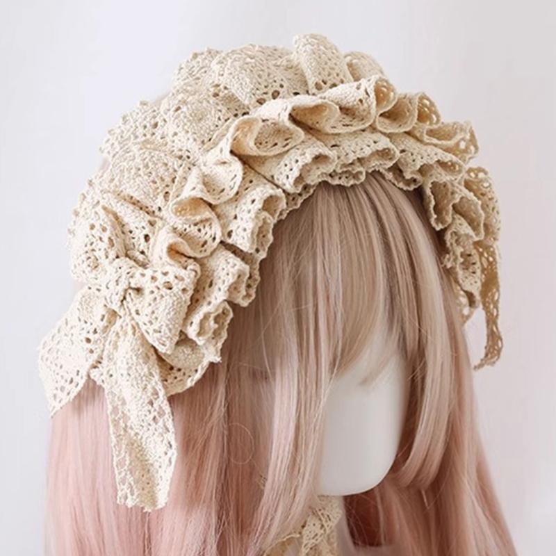 Ruffle Lace Headpiece Headband Anime Maid Cosplay Headband Lolitas Lace Flower Headwear Hair Accessories Lace Hair Band