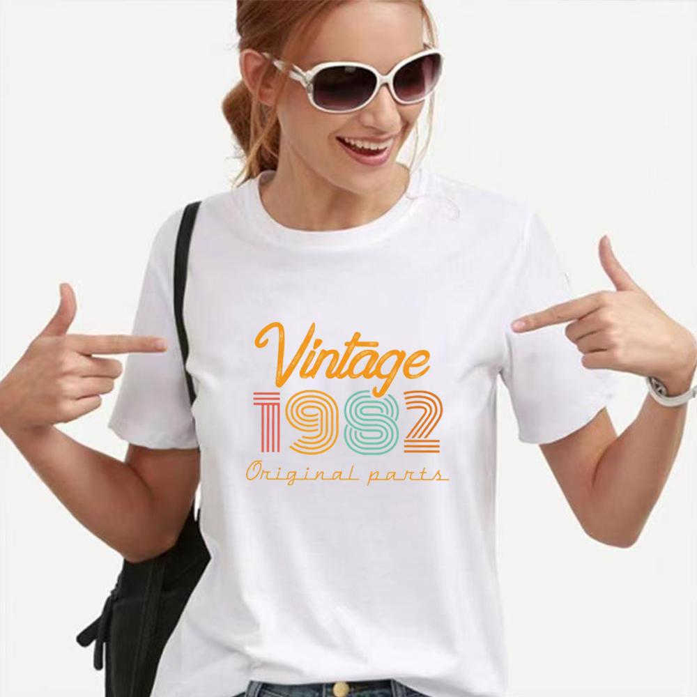 Vintage 1982 Shirt 40th Birthday Shirt 40th Birthday Gift for Women Women Retro Shirt Casual Summer Top Harajuku Aesthetic Tee