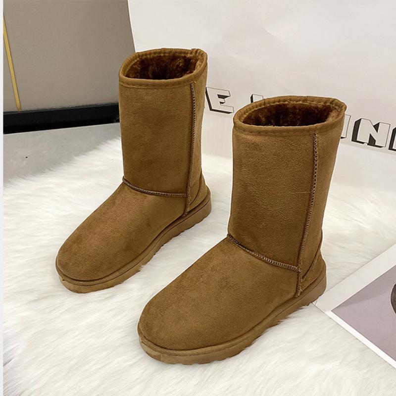 Casual and Comfortable Winter Round-toe Thick-soled Solid Color Velvet Warm and Able Mid-calf Snow Boots