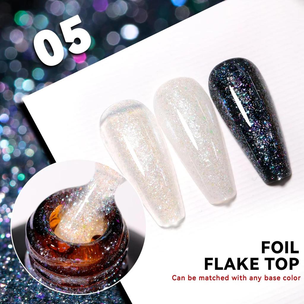 JTING New Popular Design Vegan Hema Free High Pigment Foil Flake Top Coat Gel Polish OEM Custom Unique Brand Bottles