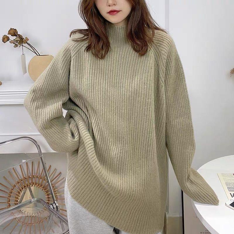 High End Fleece Lined Thickened Turtleneck Sweater for Women Autumn Winter Loose Plus Size Lazy Style Slimming Knitwear
