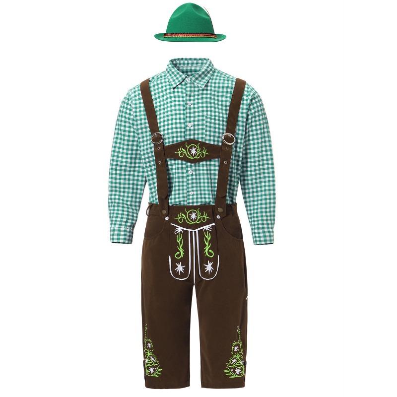 

M-XXL Костюм для Октоберфеста Октоберфест, Мюнхен, подтяжки, мужской клетчатый костюм, пивная вечеринка XXL темно-коричневого