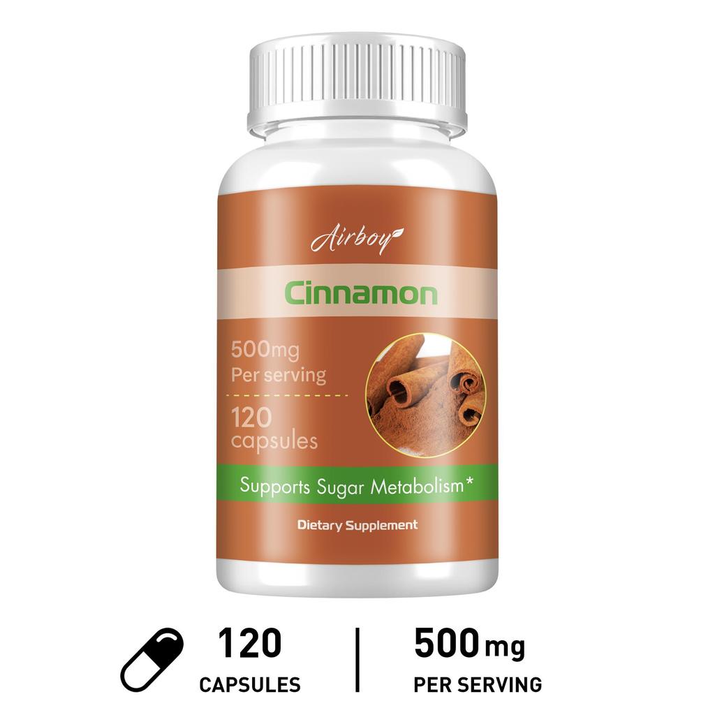High Purity Cinnamon Capsules, 500mg Natural Cinnamon Extract, Nutritional Supplement