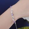 Fashion Clear Purple Zircon Charms  Sterling Silver Bracelet for Women Eternity Infinite Love Bracelet  Gift