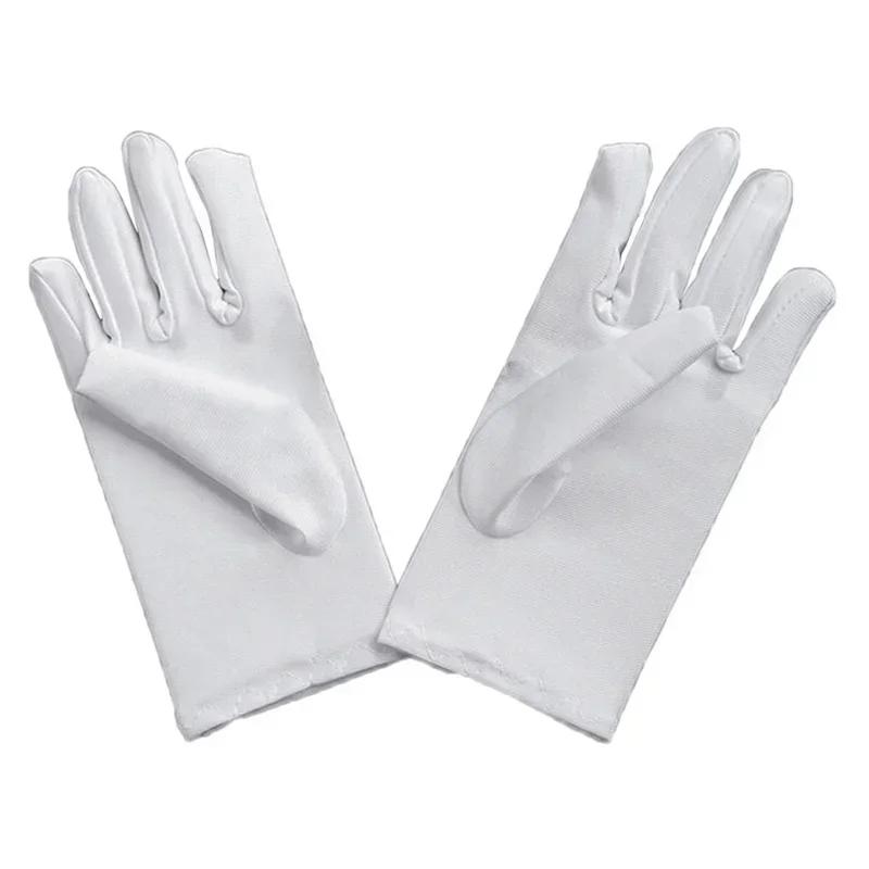 Childrens Gloves White Short Satin Texture Childrens Dance Stage Accessories Wedding Flower Gloves Wedding Dress Accessories