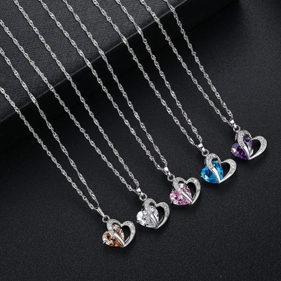 1 Set Hängeohrringe Geometrisch Strass Hochglanz Zirkonia Feine Verarbeitung Dekoration Glänzend Herzförmiger Anhänger Halskette Damen Accessoire