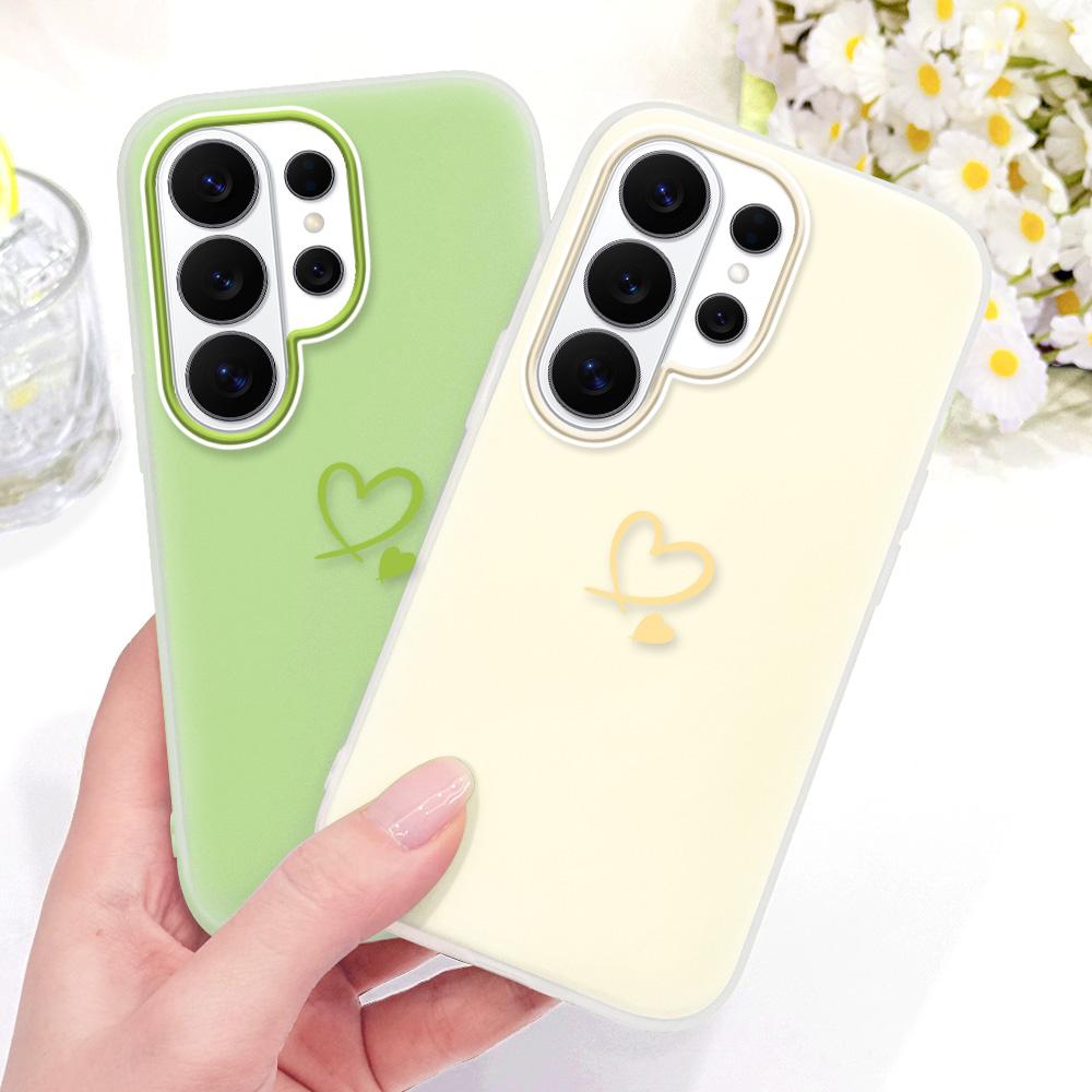 Simple Love Heart Phone Case For Samsung Galaxy S26 S25 S24 S23 Plus Ultra 5G Candy Colored Cover