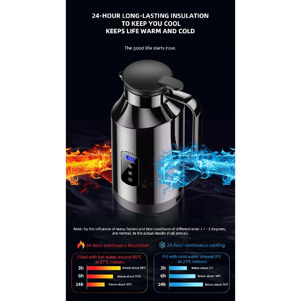 Car Mounted Kettle 12v24v Electric Kettle For Trucks 1500ML Large Capacity Insulated Car Boiling Water Coffee Instant Noodles