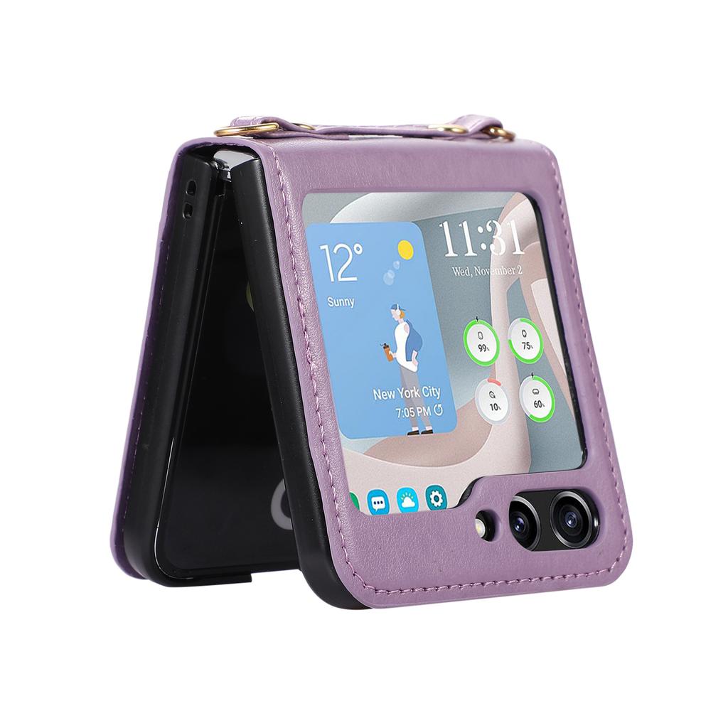 Applicable To Samsung Z Flip5Phone Case Foldable Flip4Crossbody Phone Case with Card Slot Protection