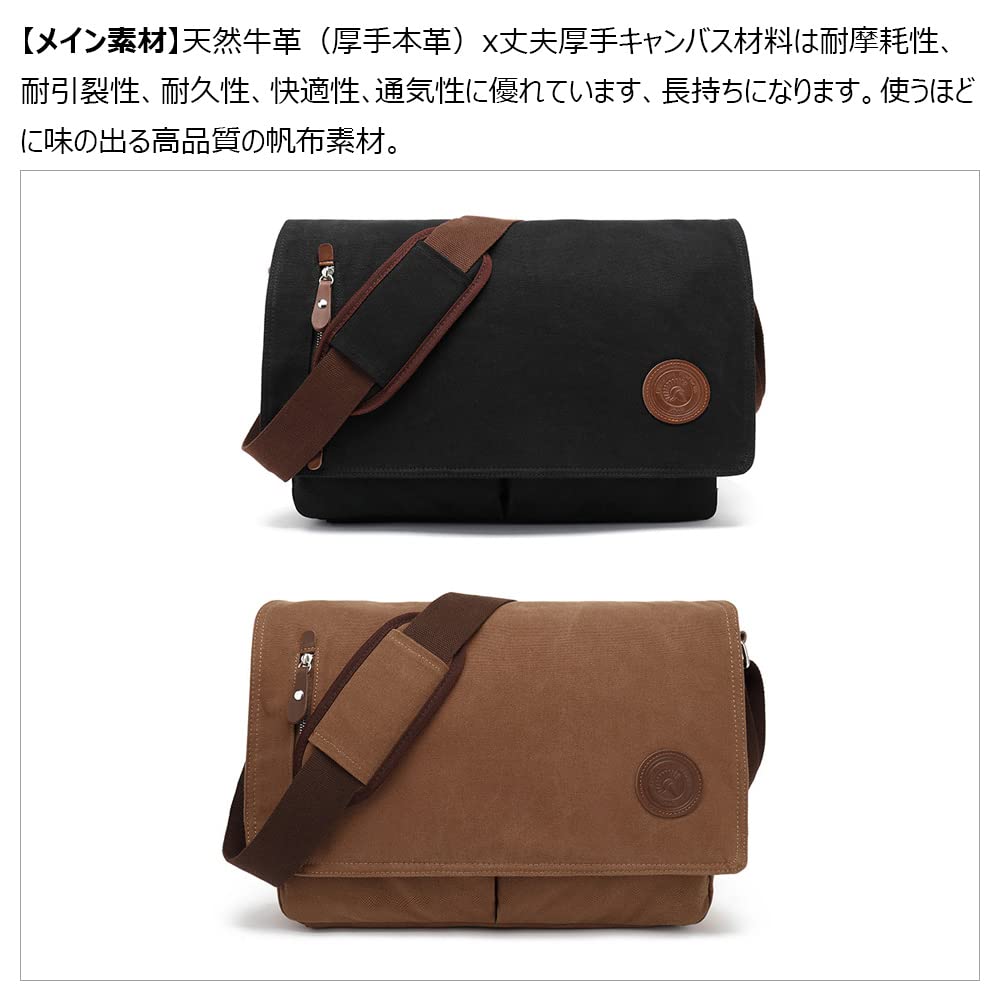 Whatna Thick Canvas and Leather Shoulder Horizontal Messenger Large Business Fits A4 Sizes and Shoulder School Bicycle Model 8501 Men's Bag, Bag, Bag,