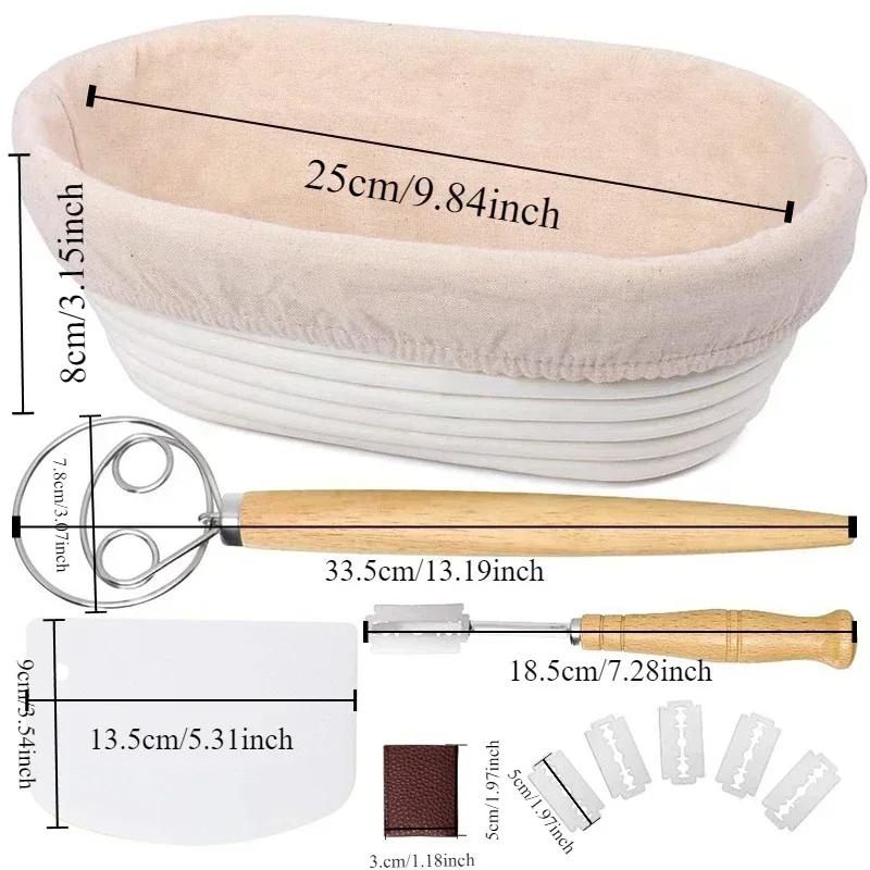 

Natural Sourdough Bread Fermentation Basket Set Rattan Dough Fermentation Set Baking Mixer Scraper Home Baking Utility Tools