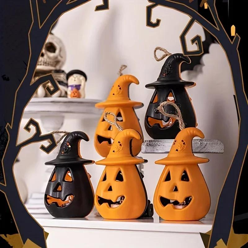 

LED Halloween Pumpkin Lamp Portable Candle Lamp Vintage Small Oil Lamp Halloween Party Home Decoration Horror Props 2024 оранжевый