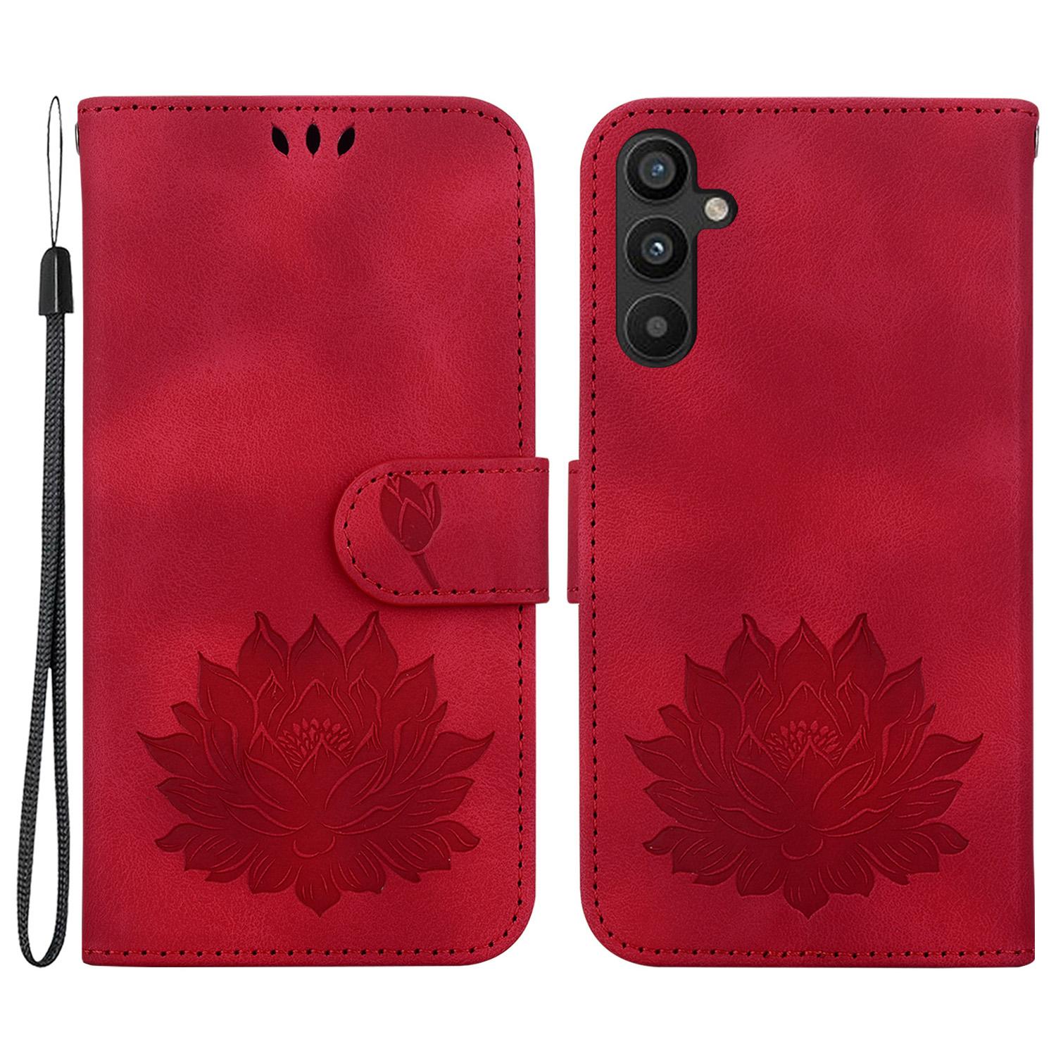 

For Samsung Galaxy A54 5G Case Leather Flip Phone Cover Wallet Lotus Pattern Red