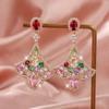 CMM Elegant Colourful Zircon Golden Color Drop Earrings