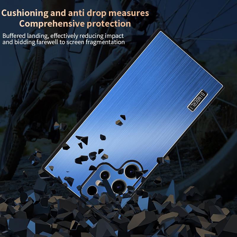 Samsung S25U Brushed Metal S24FE/S24U/S23U Phone Case - Cross-Border Applicable, Half-Pack Protective Case