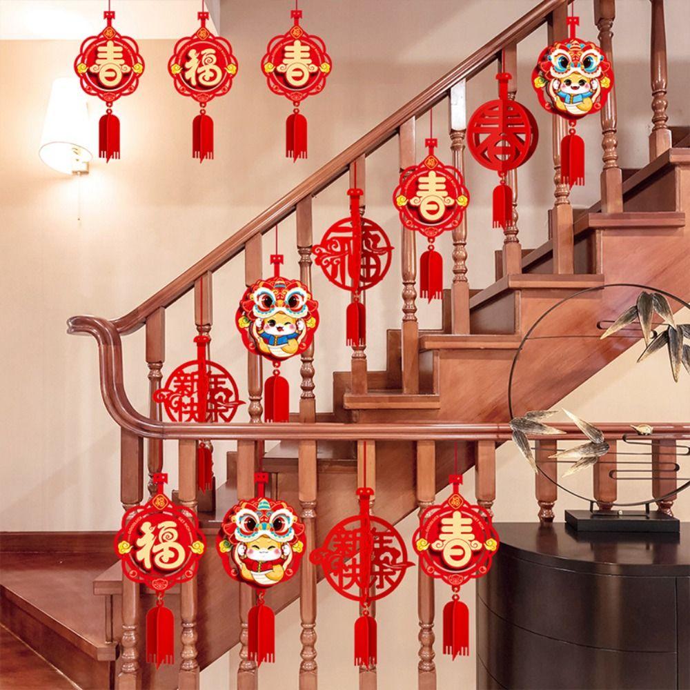 6pcs 3D Chinese Snake Year Pendants Red Spring Festival Supplies  Housewarming Mascot