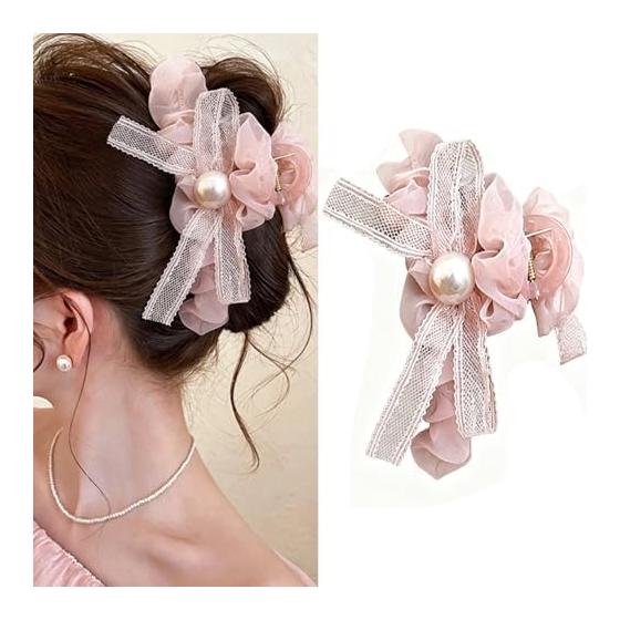 Popular Ribbon Bun Clip, Large Multi-Ribbon, For Women, Office, Stylish, Gift, Large, Korean Style, Gorgeous Hair Clip, Bun Hair Clip, Office, Simple