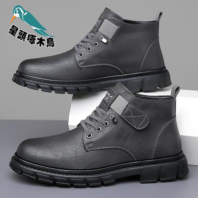 Martin Stiefel Herren 2025 neue Winter Samt verdickt Baumwollschuhe lässiger Trend High-Top Lederschuhe