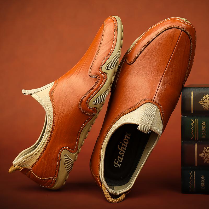 Spring And Summer New Fashion Casual Beanie Shoes Lazy Shoe Cover Retro Style Driving Men 'S Leather Shoes