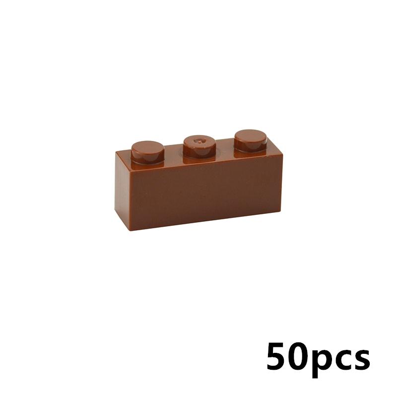 50pcs Thick Figures Bricks 1x3 Dots DIY Building Blocks Educational Creative Size Compatible With 3622 Plastic Toys For Children