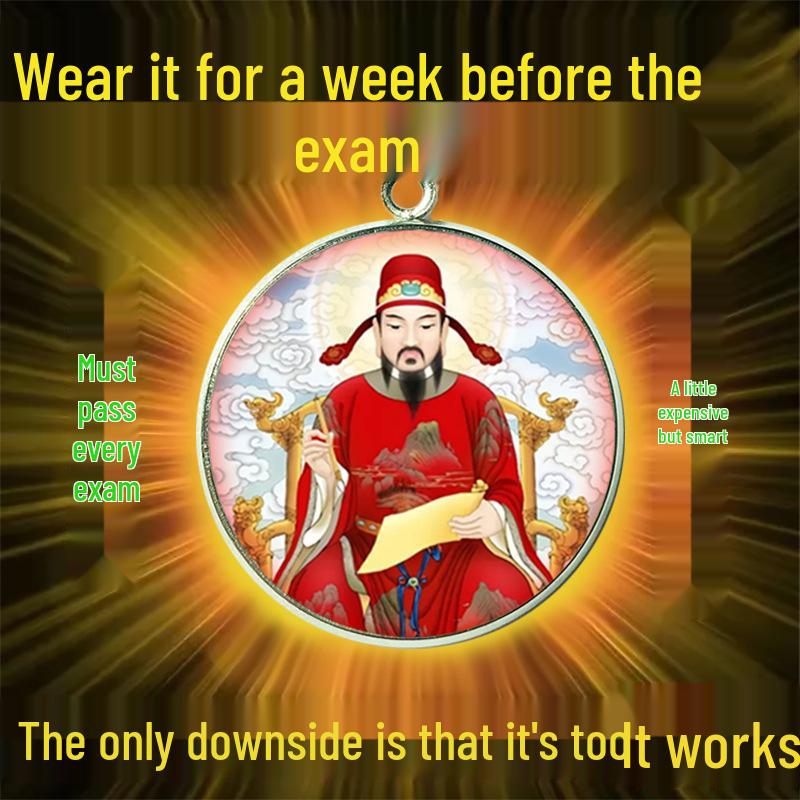 Double-Sided Red Wenchang Star Lord Pendant - Alloy Gold Exam Success Amulet